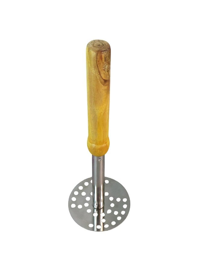 DeoDap Kitchen Stainless Steel Potato Masher, Pav Bhaji Masher with Wooden Handle - Image 1